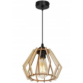 Light-Home Timber Hängelampe aus Holz und Metall - Esstischlampe Industrial für Kuche und Esszimmer - Pendelleuchte über Esstisch Schwarz/Braun - Einzigartiger Charakter