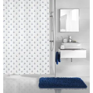 KLEINE WOLKE Duschvorhang Anchor 180 x 200 cm dunkelblau - weiß