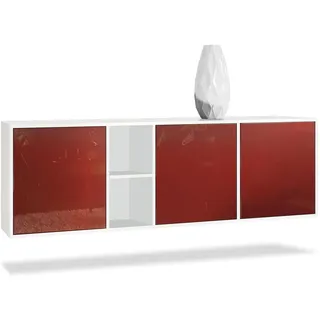 Vladon Sideboard Cuba Türen in Bordeaux Hochglanz , Holzwerkstoff , 182x53x35 cm , Kleinmöbel, Kommoden, Sideboards