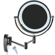 HIMRY LED Wandspiegel KosmetikSpiegel 8,5 Zoll, 10x Vergrößerung, Beleuchteter Kosmetik Spiegel, Make-up, Rasieren, Badezimmer Spiegel Faltbar Verstellbar, Verchromtes Metall, KXD3132-10x