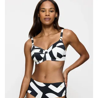 Bügel-Bikini-Top TRIUMPH "Summer Allure W 01", Damen, Gr. 38, Cup D, weiß (weiß, schwarz combination), Microfaser, Obermaterial: 77% Polyamid, 23% Elasthan, Bikini-Oberteile Bügel-Bikini-Top, Minimizer optische Verkleinerung, elegante Zierringe