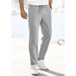 Jogger Pants JOHN DEVIN "Jogg Pants", Herren, Gr. L (52/54), N-Gr, grau (grau meliert), Stoff, Obermaterial: 83% Polyester, 13% Viskose, 4% Elasthan, meliert, unifarben, bequem lang, Hosen Jogger Pants, Umschlag am Beinabschluss, aus elastischer Piqué-Qualität