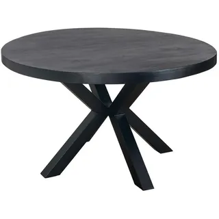 Mid.you Esstisch , Schwarz , Holz, Metall , Mangoholz , teilmassiv , Holz , rund , 130x76x130 cm , Esszimmer, Esstische, Esstische rund