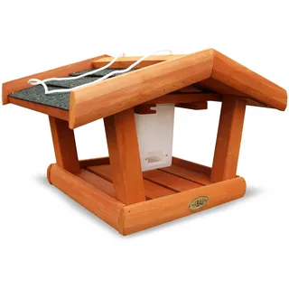 HABAU Vogelhaus Singdrossel aus Holz - Futterhaus zum Aufhängen mit Futtersilo, 37 x 28 x 23 cm
