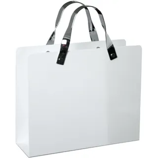 DRW Zeitungsständer aus Stahl in Weiß und verchromten Griffen 30 x 10 x 25,5 cm.
