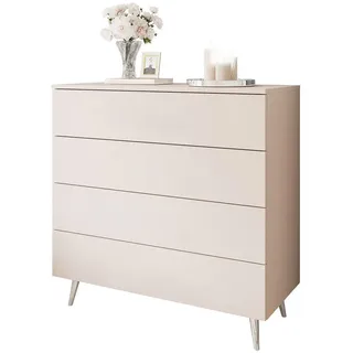 Lookway Kommode Aura Kaschmir 4S mit Schubladen Silberne Beine , Holzwerkstoff , 95x90x40 cm , Kleinmöbel, Kommoden, Kommoden