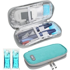 YOUSHARES Insulin Kühltasche mit 2 Kühlakku - Diabetiker Tasche für Diabetikerutensilien Halten Sie die Vorräte Sicher und Kalt, Diabetes Zubehör Pen Kühlbox auf Reisen (Grün)