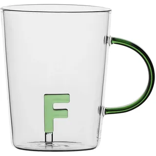 LA PORCELLANA BIANCA - Tasse Buchstabe 'F' aus Borosilikatglas, Fassungsvermögen 400 cc, Kollektion Allalettera
