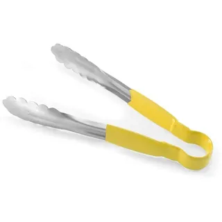 HENDI Servierzange HACCP, Griff beschichtet in den HACCP farben, Küchenzange, Lebensmittel Zange, Grillzange, Kochzange, 250mm, Edelstahl, Gelb