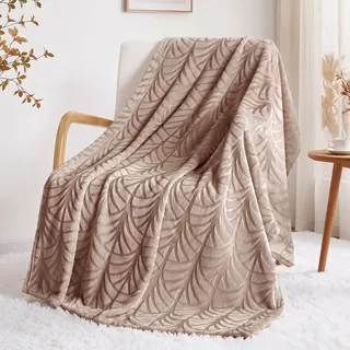Whale Flotilla Kuscheldecke Flauschig Fleecedecke Decke 130x150 cm | Beige, Weiche, Leichte Sofadecke Tagesdecke, Warme Flanell Couchdecke Wohndecke