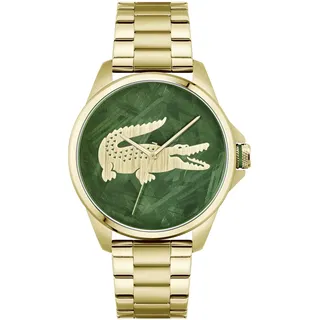 Lacoste Uhr mit DREI-Zeiger-Quarzwerk für Herren Kollektion LE Croc mit Goldfarben Edelstahlarmband - 2011394