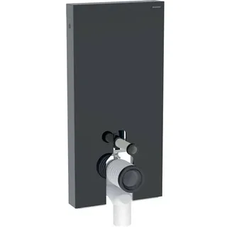 Geberit Monolith PLUS Sanitärmodul für Stand-WC, 101cm, Wasseranschluss seitlich, mit P-Anschlussstutzen, 131.203.SJ.7, Farbe: Glas schwarz / Aluminium schwarzchrom