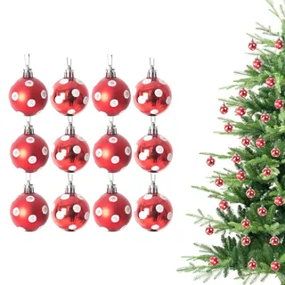 Shatchi Weihnachtskugeln, bruchsicher, rot mit weißen Punkten, Christbaumschmuck, Kugel-Ornamente, Bälle, Weihnachtsdekoration, Weihnachtsdekoration, Weihnachtsdekoration, Weihnachtsdekoration,