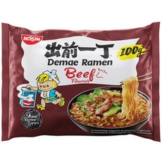 Nissin Demae Ramen – Rind, Einzelpack, Instant-Nudeln japanischer Art, mit Rindfleisch-Geschmack & asiatischen Gewürzen, asiatisches Essen (1 x 100 g)