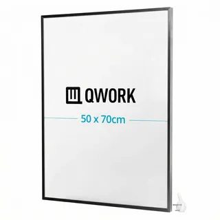 QWORK® Aluminium Bilderrahmen 50 x 70 cm, Schwarz Matt, schmaler Rand 10 mm, Außenmaß 51,5 x 71,5 cm, Sichtmaß 49,5 x 69,5 cm, mit bruchsicherer Acrylglasscheibe, für Poster, Bilder, Urkunden