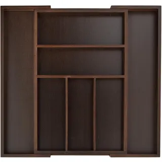 Relaxdays Besteckkasten Schublade Bambus Organizer dunkelbraun