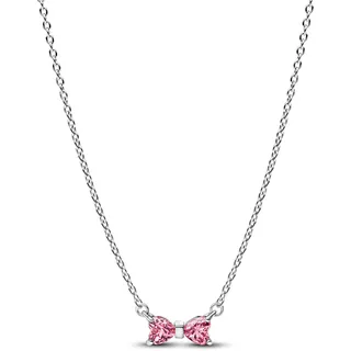 Pandora Damen-Halskette Schleife Pink Silber