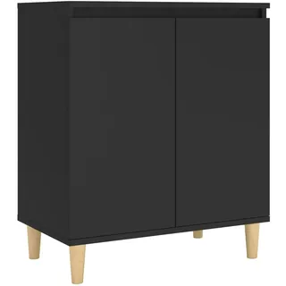 vidaXL Sideboard mit Massivholz-Beinen Schwarz 60x35x70 cm