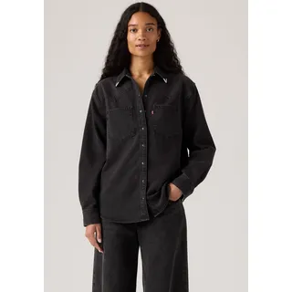 Jeansbluse LEVI'S "TEODORA WESTERN SHIRT", Damen, Gr. M (38), western wildside, Web, Obermaterial: 100% Baumwolle, hüftbedeckend, Blusen Jeansbluse, mit Druckknöpfen