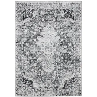 benuta Vintage-Teppich George waschbar 200x300 cm , Anthrazit , Kunststoff , Vintage , Rechteckig , 200x300 cm , Oeko-Tex® Standard 100 , in verschiedenen Größen erhältlich, rutschfeste Unterfläche, waschbar , Teppiche und Böden, Teppiche, Vintageteppiche