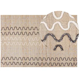 Beliani Kurzflor-Teppich Sogut 200/140 cm , Beige , Naturmaterialen , Grafikmuster , Rechteckig , 140x200 cm , Teppiche und Böden, Teppiche, Orientteppiche