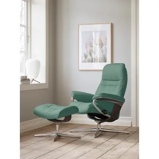Stressless Fußhocker "Sunrise" mit Cross Base, Größe S, M & L, Holzakzent Wenge, aqua grün paloma