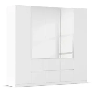 Rauch Möbel Mainz, Kleiderschrank, Farbe Weiß, Breite 226 cm | Schrank, Kinderkleiderschrank, 5-türig, mit Spiegel, Push-to-open, für Schlafzimmer, Kinderzimmer, Babyzimmer, Garderobe