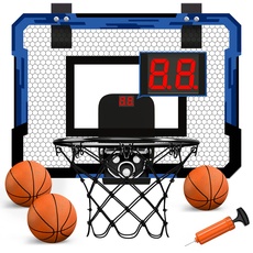 QDRAGON Mini Basketball Hoop for Door, Indoor Basketball Hoop for Bedroom, with 3 Balls/Inflator/Breakaway Rim, Basketball Toy Gifts for Kids Boys Girls Adults