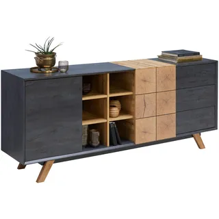 CARRYHOME Sideboard Eichefarben, Dunkelgrau, - B/H/T ca. 180,00x75,00x40,00