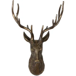 Dekogeweih GILDE "Wandobjekt Hirsch Liam bronzefarben H. 55 cm", braun (bronzefarben), B:31cm H:55cm T:20cm, Aluminium, Dekogeweihe, Dekogeweih