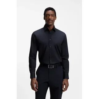 Businesshemd BOSS "Joe Kent", Herren, Gr. 45, N-Gr, dunkelblau404, Popeline, Obermaterial: 96% Baumwolle, 4% Elasthan, unifarben, regular fit normal, Rundhals, 2-Knopf-Manschette mit Schlitz, Hemden Businesshemd, Kentkragen, Regular Fit, bügelleichte Qualität