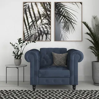 dorel home Chesterfield-Sessel Felix Polyester 111 x 83 x 87 cm Blau mit Rückenlehne 3-fach verstellbar