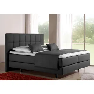 Home Affaire Boxspringbett HOME AFFAIRE "Neon", grau (anthrazit), B:118cm L:210cm, Strukturstoff-Bezug (100% Polyester), Komplettbetten, Boxspringbett, in 3 Matratzenarten, feine Steppung im Kopfteil, 2 Härtegrade