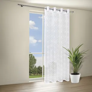 Gerster Gardine »Debby« Ösen 1 Stk. tlg. Ausbrenner Ösenschal "Debby" mit Ornamenten weiß