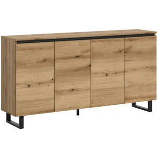 Die Möbelfundgrube Sideboard Tomasa 160 x 84 x 36 cm Eiche Nachbildung / Schwarz