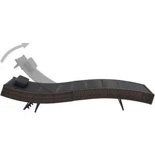 VidaXL 44895, Lounge, Gepolsterter Sitz, Baumwolle, Stoff, Polyrattan, Stahl, Schwarz, Braun, 700 mm, 2130 mm - Schwarz, Braun