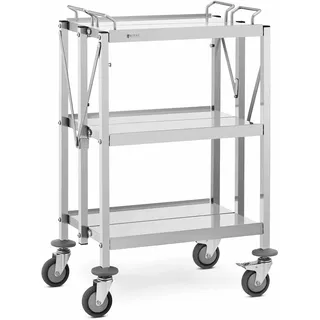 Royal Catering Servierwagen, 3 Borde, 40 x 58 cm, 90 kg, faltbar | Edelstahl, Küchenwagen, Küchenrollwagen, Rollwagen