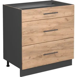 Vicco Schubladenschrank Fame-Line Goldkraft Eiche/Anthrazit 80 x 82 x 51,6 cm Grau