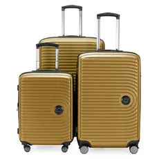 HAUPTSTADTKOFFER Mitte - 3er Kofferset - Handgepäckskoffer 55 cm, mittelgroßer Koffer 68 cm + großer Reisekoffer 77 cm, Hartschale ABS, TSA, Herbstgold