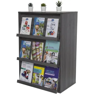 Iris Ohyama Flap Rack CHR-3 Bücherregal 3 Klapptüren  Eiche Grau