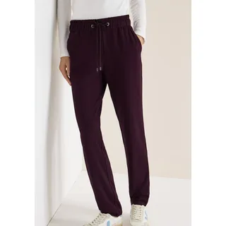 Schlupfhose CECIL "Style Tracey", Damen, Gr. L (42), Länge 28, eggplant rot, Web, Obermaterial: 61% Viskose, 32% Polyamid, 7% Elasthan. Futter: 100% Polyester, Glitzerstreifen, unifarben, normal lang, Hosen Schlupfhose, mit Glitzer-Tape an der Seitennaht