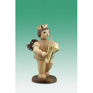 Holzengel Weihnachtsengel engel mit Saxophon Ohne Krone / natur Höhe 6,5 cm NEU