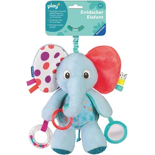 Ravensburger 4855 play+ Entdecker-Elefant, Kuscheltier mit vielen Spieleffekten, für zuhause und unterwegs, Baby-Spielzeug ab 0 Monaten, Pink