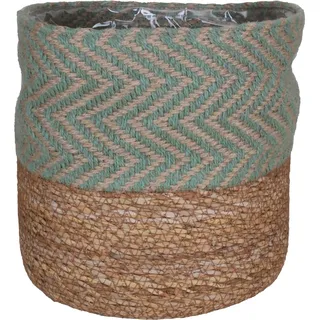 A.H.G. Pflanzkorb aus Seegras und Jutestoff Ø 18 cm x 18 cm Salbei-Natur