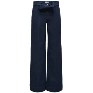 High-waist-Jeans ONLY "ONLMADISON BLUSH HW WID BELT DNM GUA579", Damen, Gr. XL, Länge 32, dunkelblau denim detail:rinse, Denim/Jeans, Obermaterial: 91% Baumwolle, 7% Polyester, 2% Elasthan, unifarben, lang, Jeans High-waist-Jeans, Materialmix, High Waist, Wide Fit