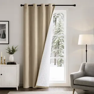 EMEMA Thermovorhang Samt Beige Verdunklung Türvorhang 1er H260xB132cm