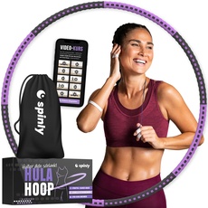 Spinly Hula Hoop befüllbar + Video-Kurs - Hula Hoop Reifen Gewicht, schwer 0,8-3,5 kg - Hoola Hoop Fitness Abnehmen Anfänger - Hullahub Reifen mit Gewichten - Hullahub Reifen für Erwachsene Hulahup