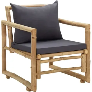 vidaXL Gartenstühle mit Kissen 2 Stk. Bambus - Grau