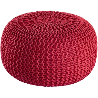 kreatives Wohnen Pouf Premium ø45cm Sitzhocker Strickpouf Innen Terrasse Pool Garten nachhaltig rot - Tango red