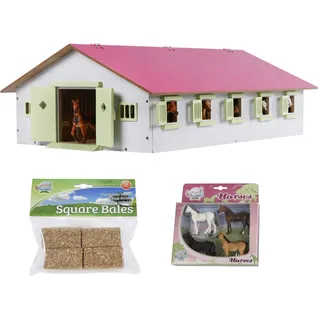 Kids Globe Farming Van Manen Kids Globe Reiterhof Set 1:32 Pferdestall 9 Boxen, 4 Pferde 4 Heuballen
